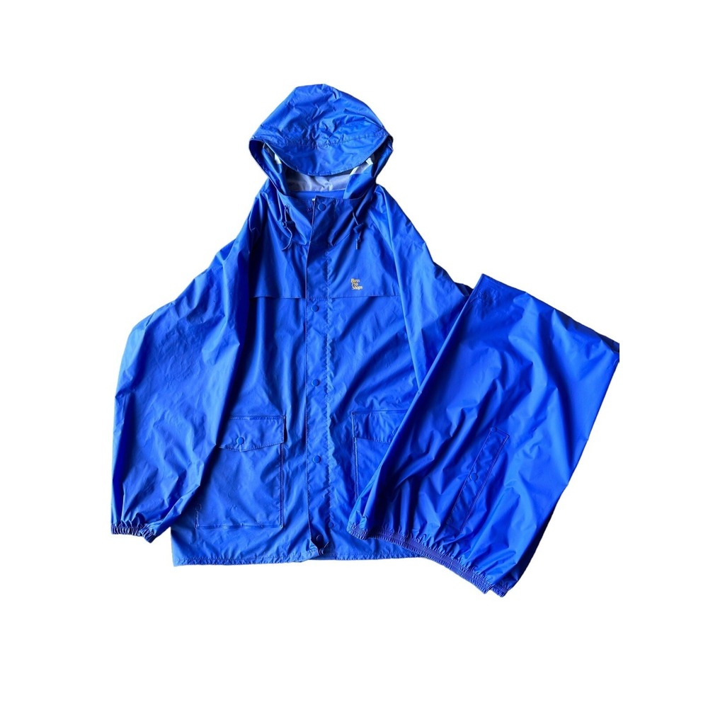 Bass Pro Shop Mens Large Zipper Button  Parka Fishing Rain Jacket And Pants Blue